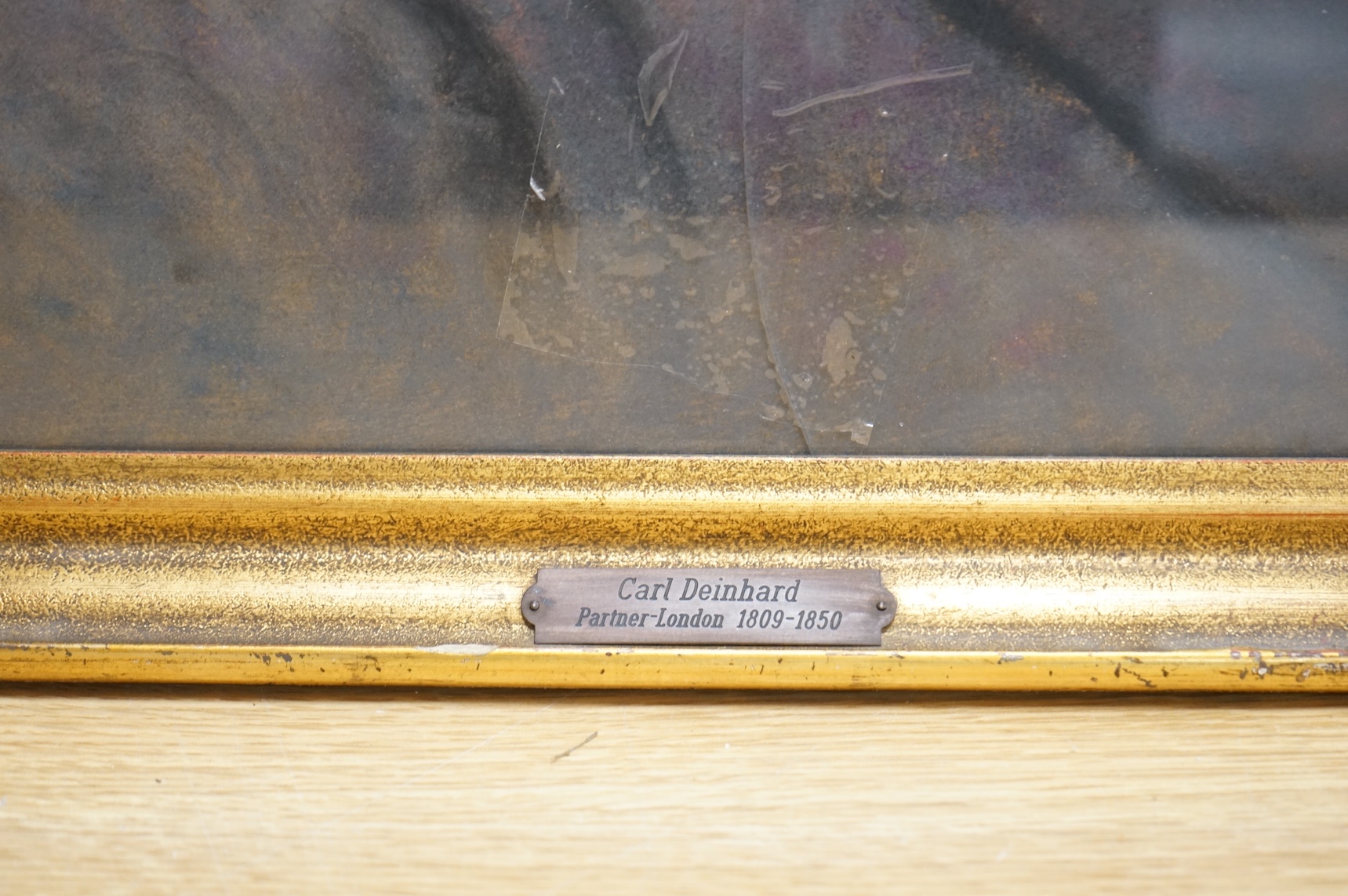 Wichert, Portrait of Carl Deinhard Parker, London, 1809-1850, signed and dated 1957, pastel, plaque to the mount, 58 x 46cm, glass cracked